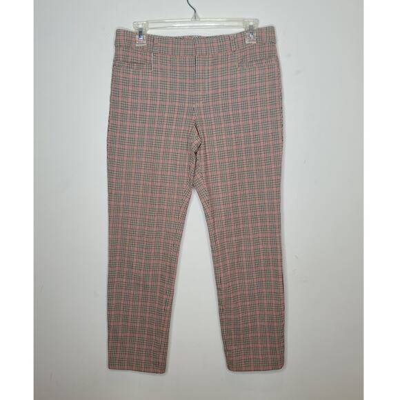 Banana Republic Sloan tan black red plaid houndstooth capri pants - 6 - Picture 1 of 5